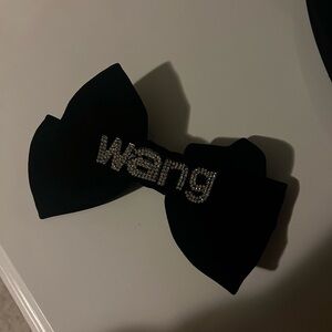 Alexander Wang Black Bow Hair Clip with Crystal Logo